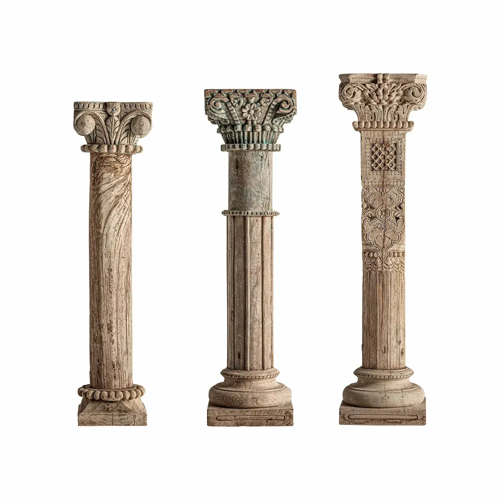 Decorative objects - Brown teak wood column 32x32x128 cm - VICAL