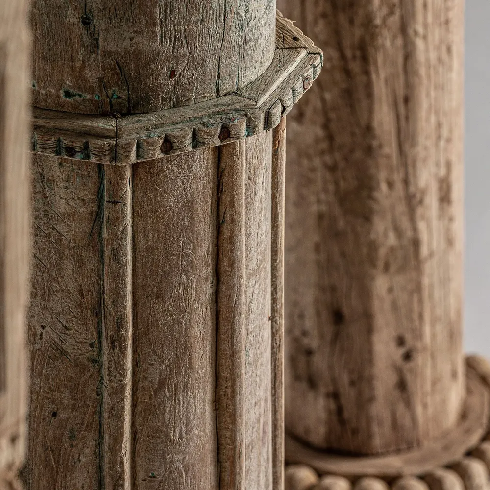 Decorative objects - Brown teak wood column 32x32x128 cm - VICAL