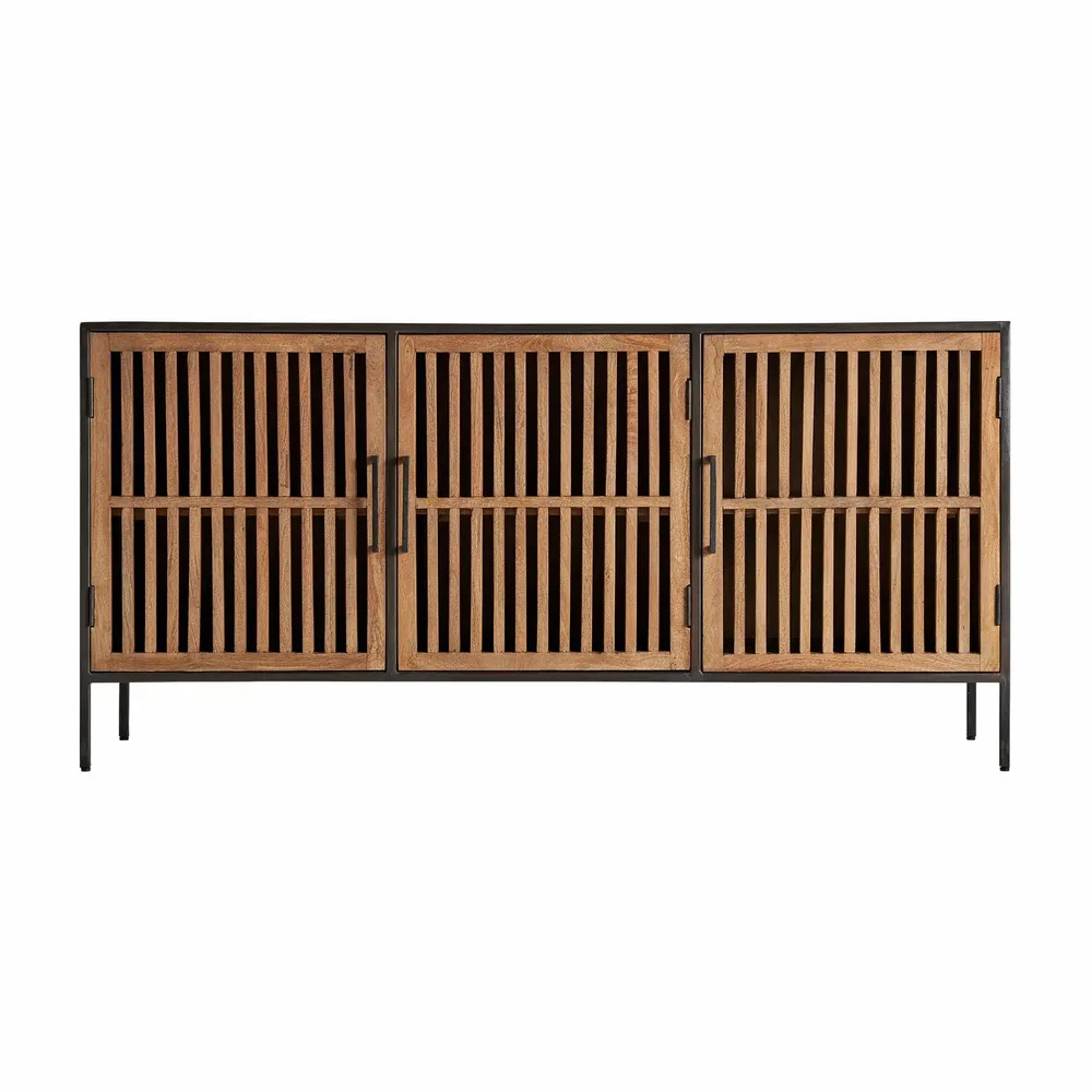 Sideboards - Black mango wood sideboard 180x45x86 cm - VICAL