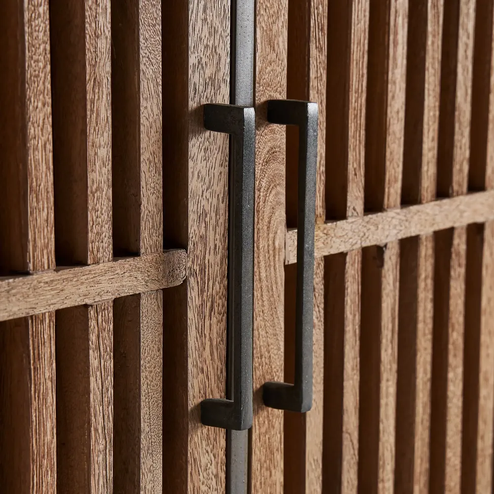 Sideboards - Black mango wood sideboard 180x45x86 cm - VICAL