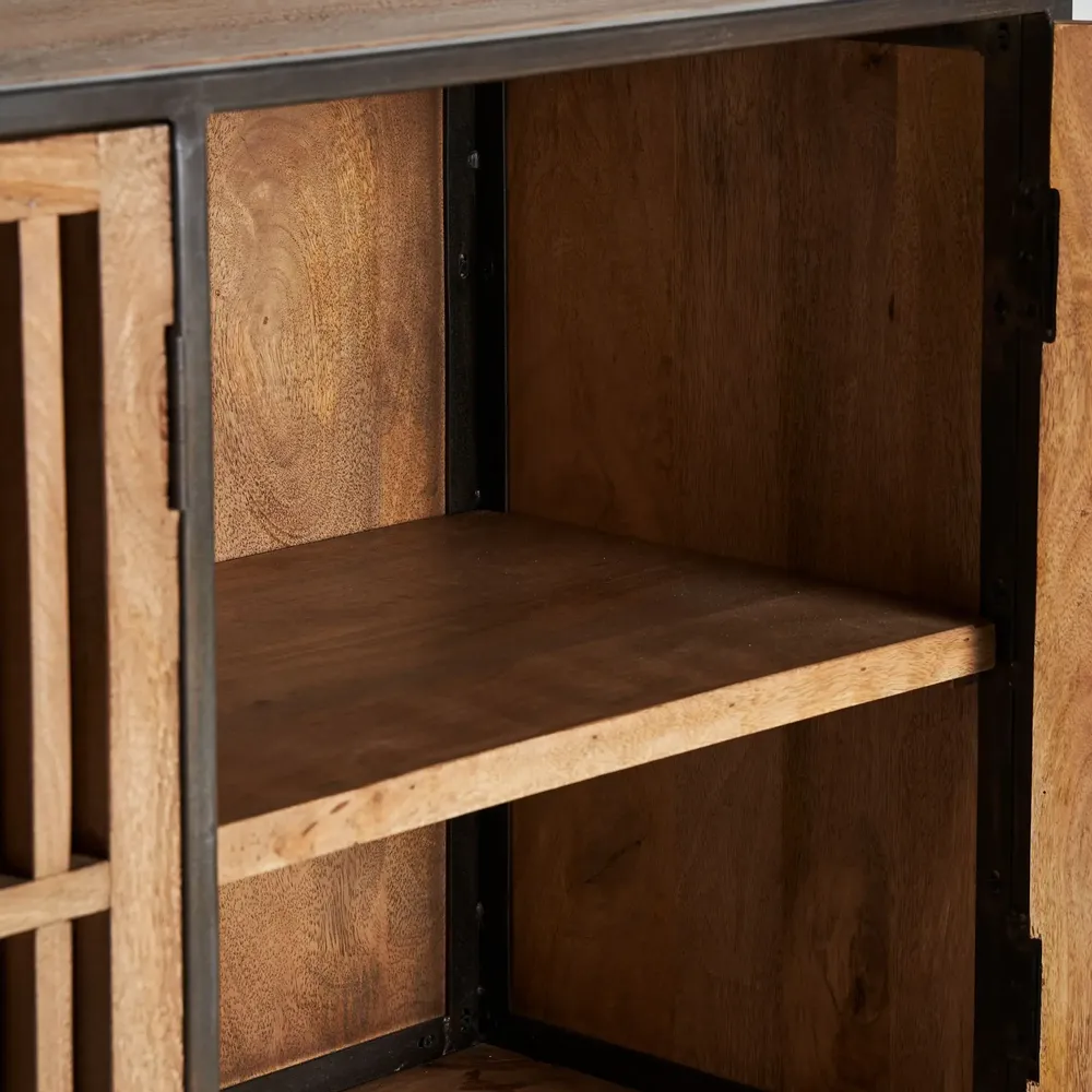 Sideboards - Black mango wood sideboard 180x45x86 cm - VICAL