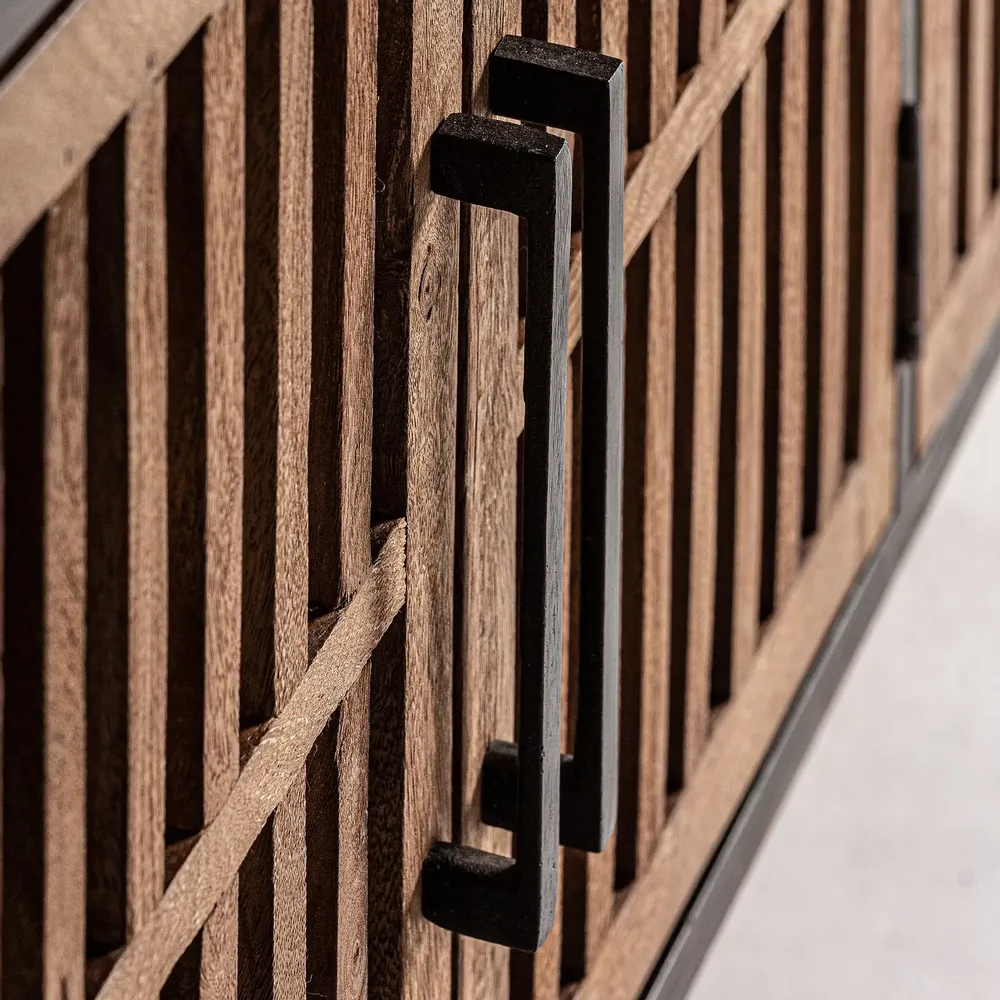 TV stands - TV cabinet in black mango wood 200x45x66 cm - VICAL