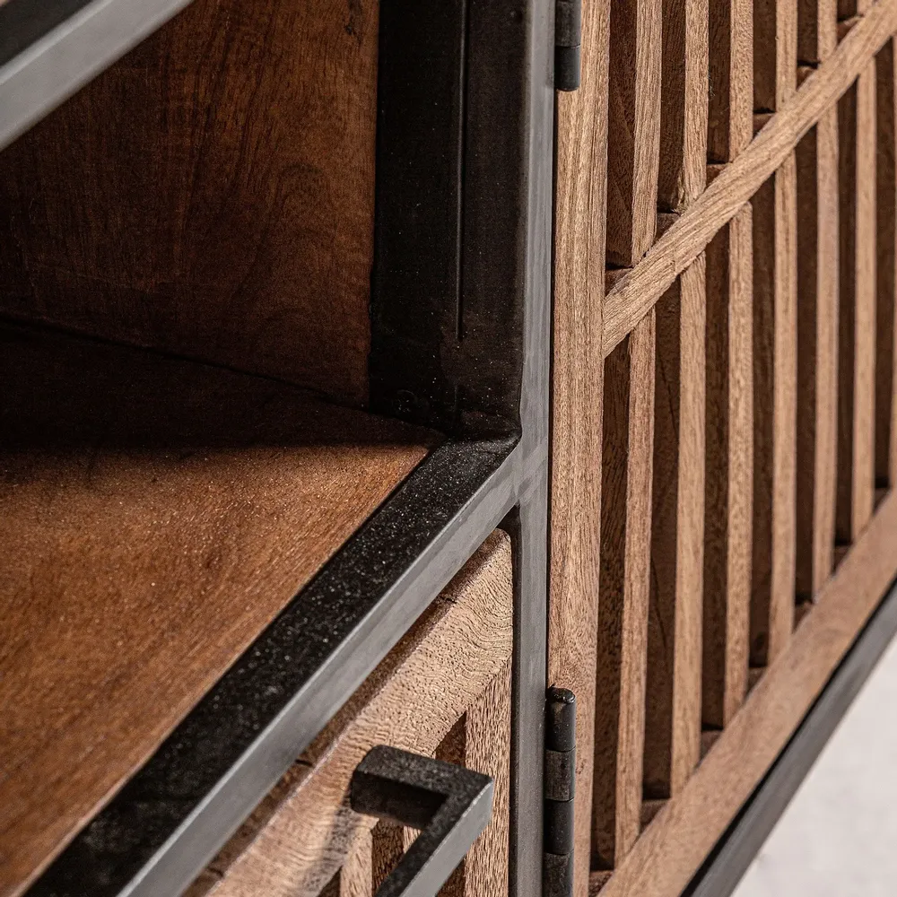 TV stands - TV cabinet in black mango wood 200x45x66 cm - VICAL