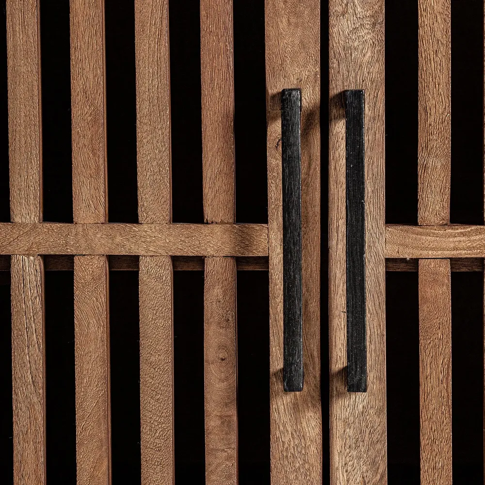 TV stands - TV cabinet in black mango wood 200x45x66 cm - VICAL