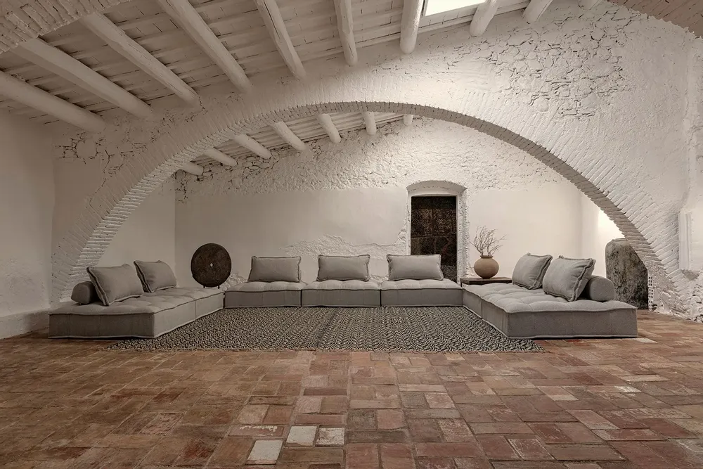 Sofas - Modular sofa in brown pine wood 120x120x78 cm - VICAL