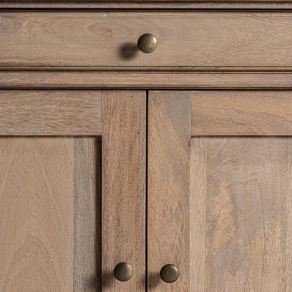 Shelves - Brown mango wood display case 197x42x232 cm - VICAL