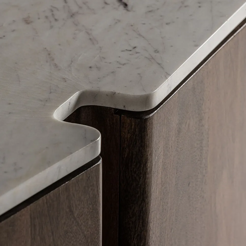 Buffets - Buffet en bois de mangue blanc 160x45x75 cm - VICAL