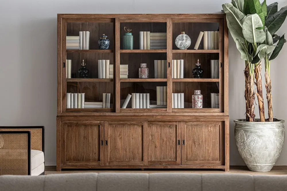 Wardrobe - Brown railway wooden display case 240x55x218 cm - VICAL