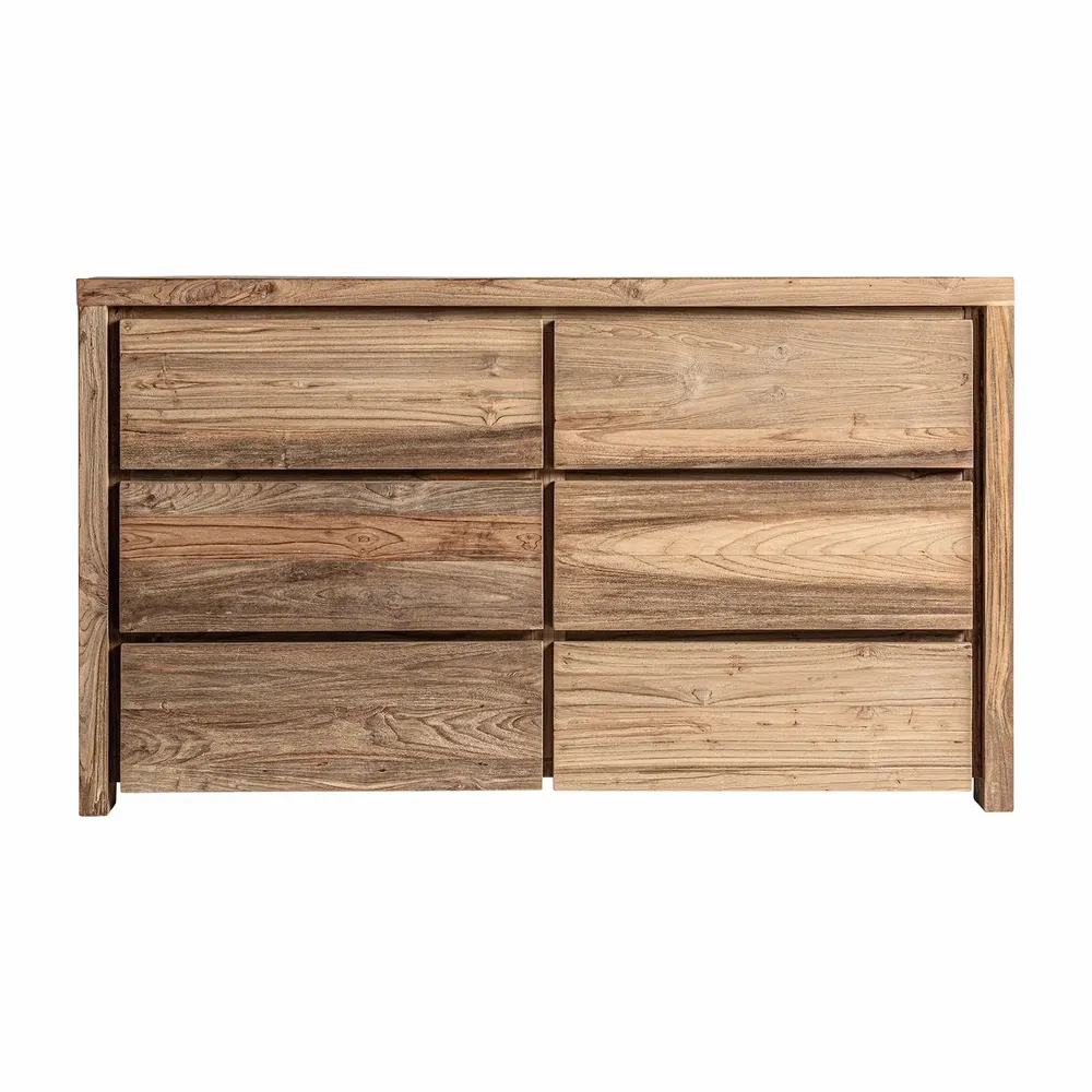 Chests of drawers - Brown railway wooden chest of drawers 140x50x80 cm - VICAL