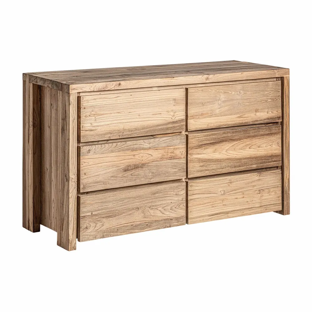 Chests of drawers - Brown railway wooden chest of drawers 140x50x80 cm - VICAL