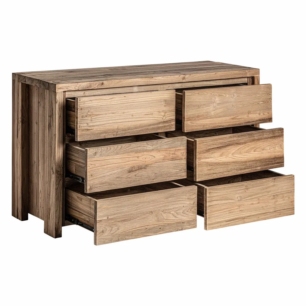 Chests of drawers - Brown railway wooden chest of drawers 140x50x80 cm - VICAL
