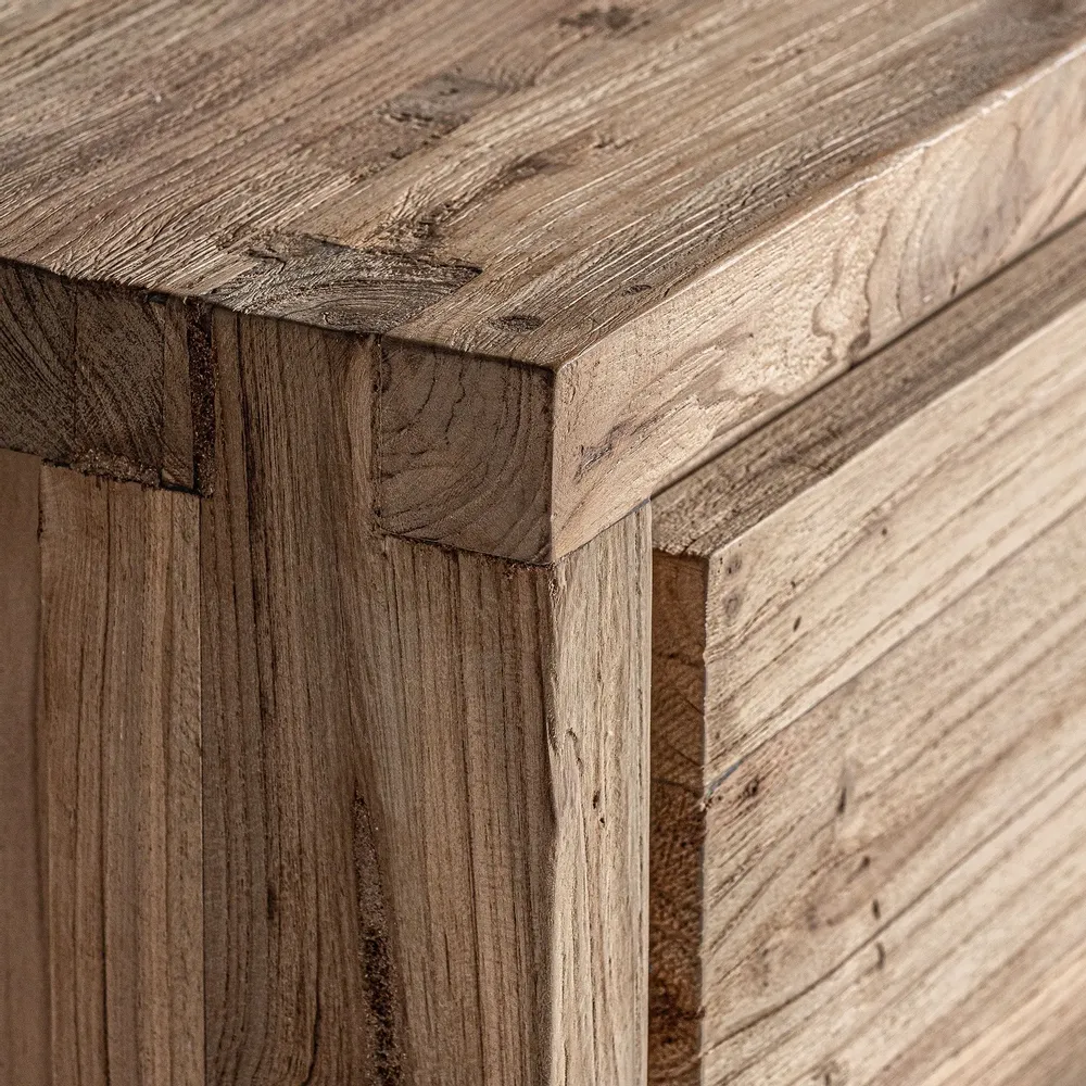 Chests of drawers - Brown railway wooden chest of drawers 140x50x80 cm - VICAL