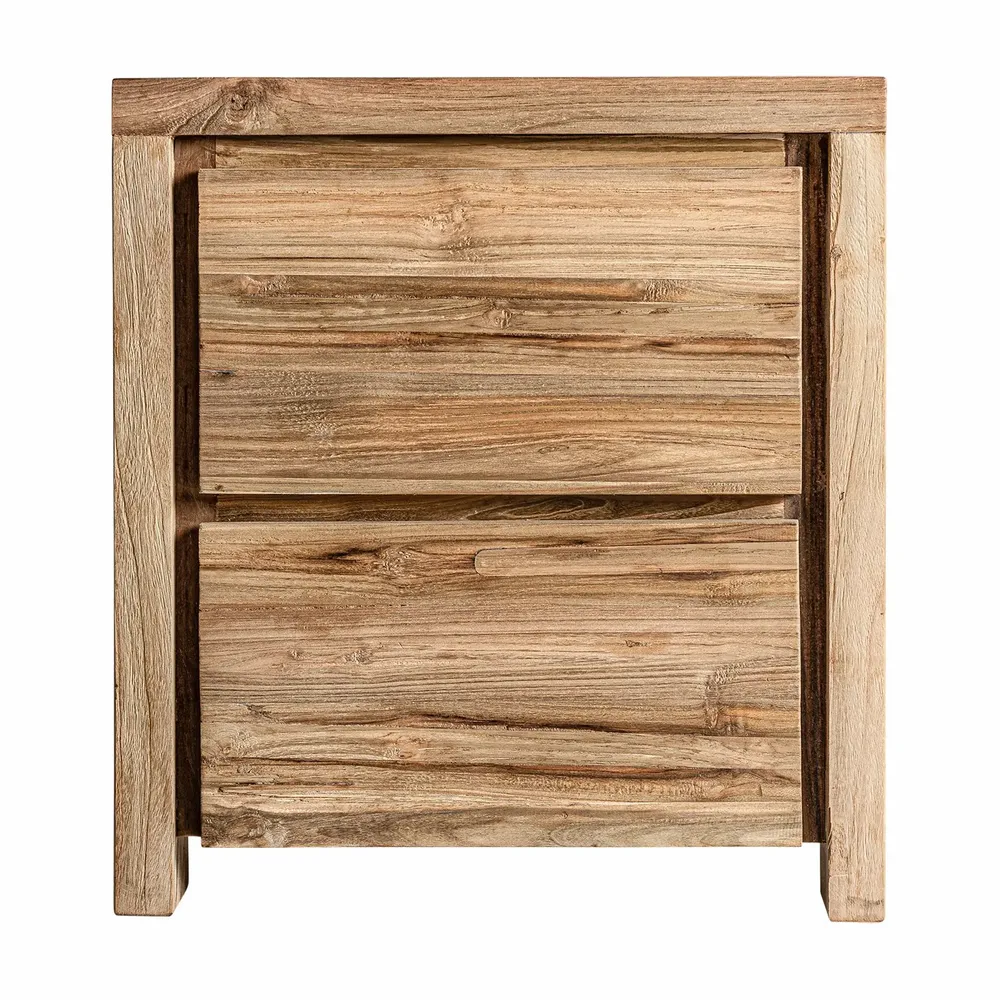 Night tables - Brown railway wood bedside table 55x45x60 cm - VICAL