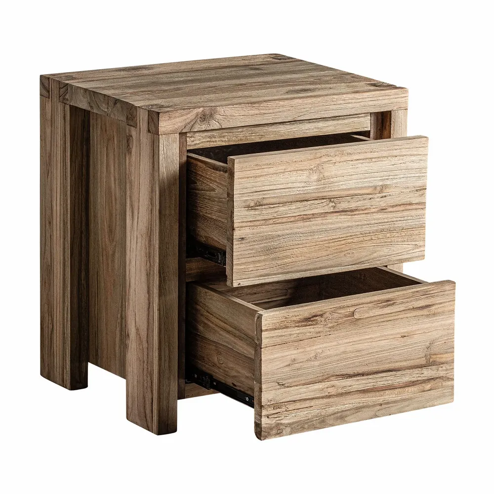 Night tables - Brown railway wood bedside table 55x45x60 cm - VICAL