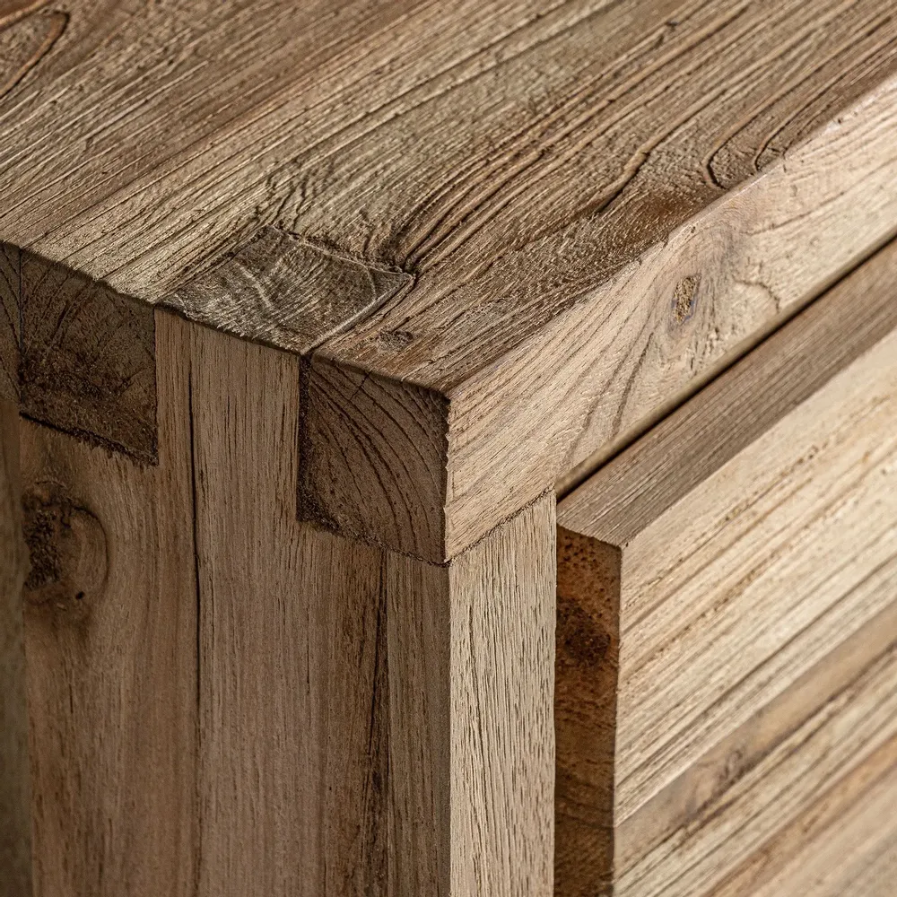 Night tables - Brown railway wood bedside table 55x45x60 cm - VICAL