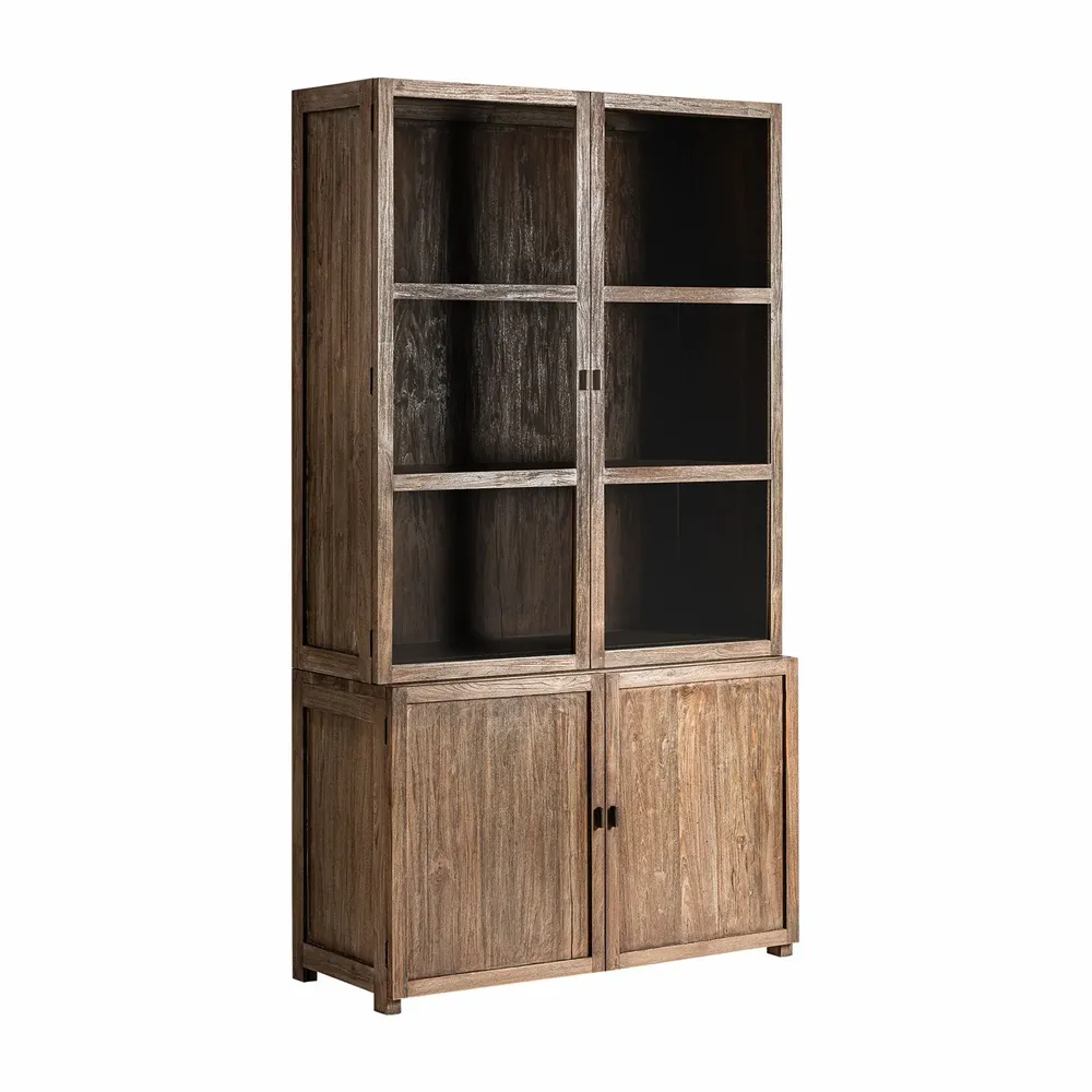 Wardrobe - Brown railway wooden display case 121x50x220 cm - VICAL