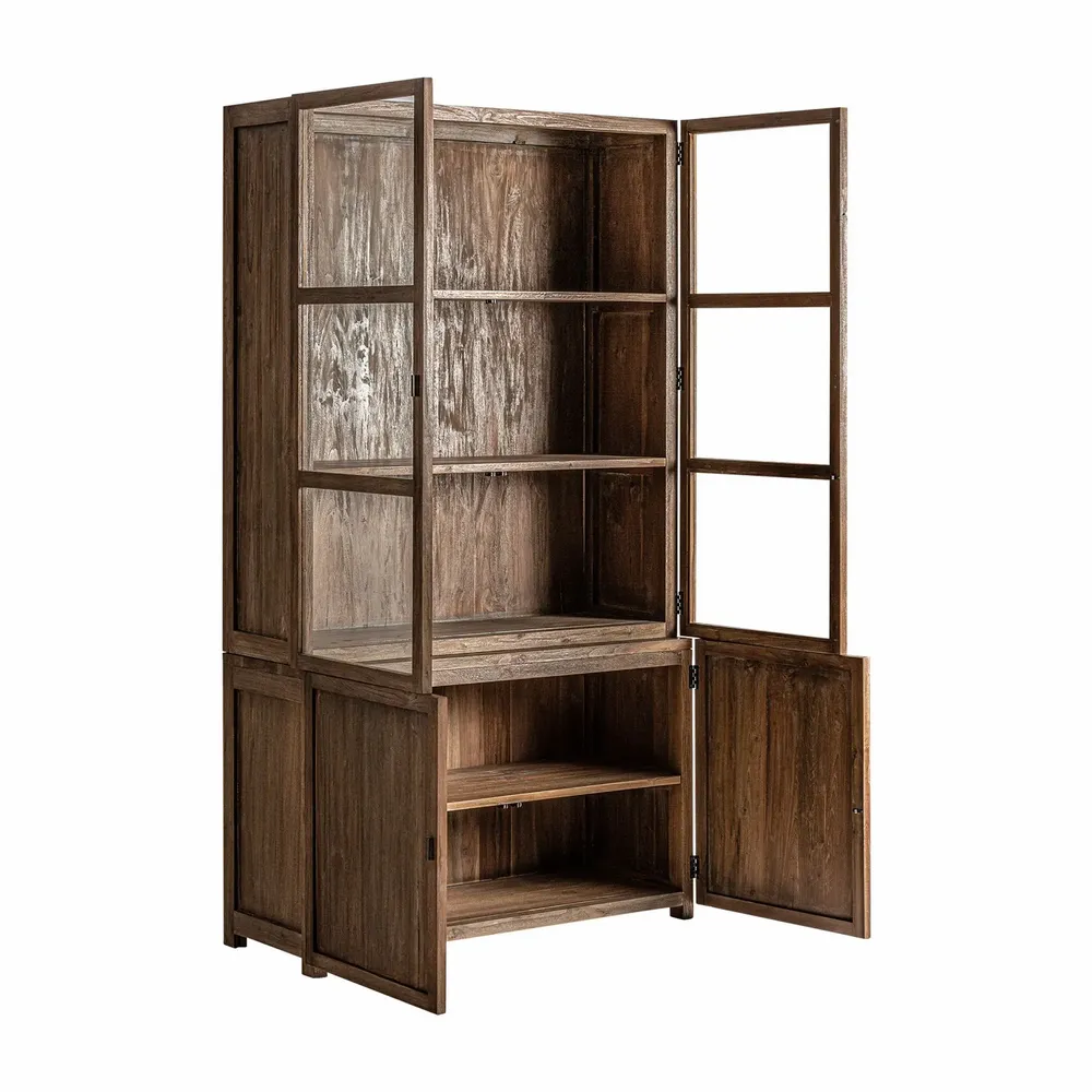 Wardrobe - Brown railway wooden display case 121x50x220 cm - VICAL
