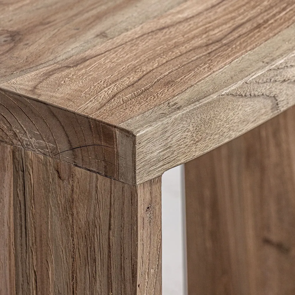 Footrests - Brown teak wood footrest 48x28x47 cm - VICAL