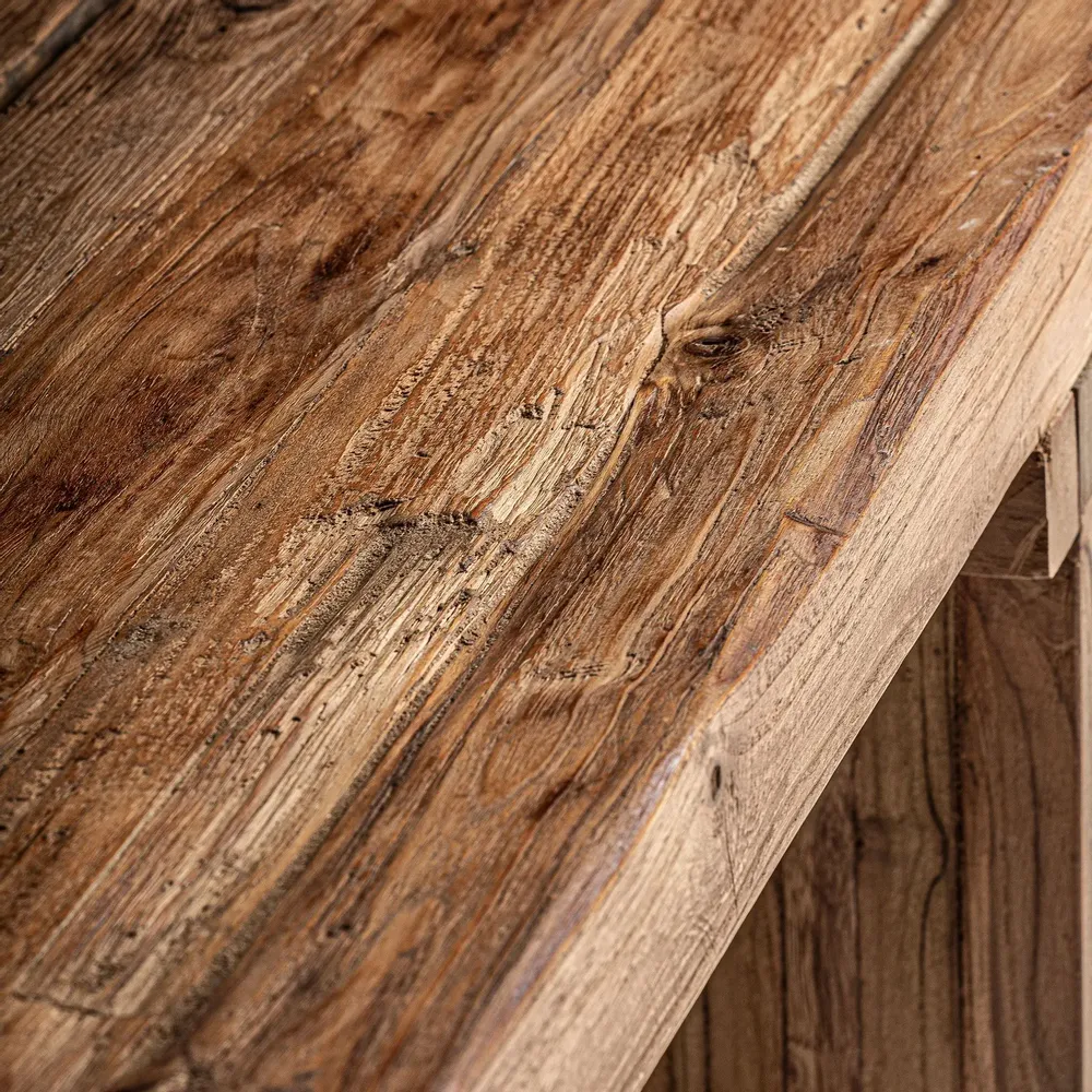 Coffee tables - Brown railway wood coffee table 150x60x34 cm - VICAL