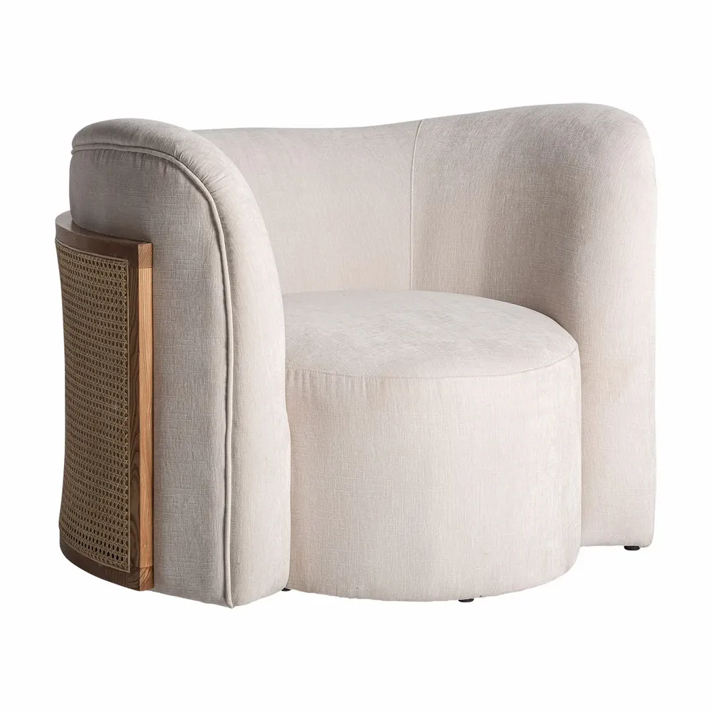 Fauteuils - Fauteuil en bois de pin blanc cassé 109x93x78 cm - VICAL
