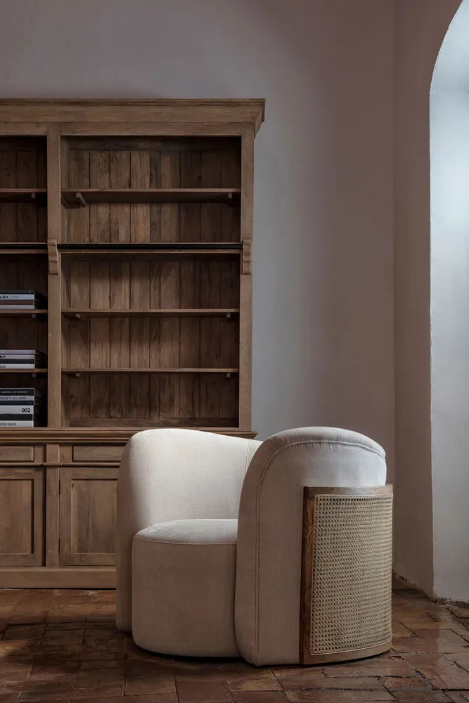 Fauteuils - Fauteuil en bois de pin blanc cassé 109x93x78 cm - VICAL