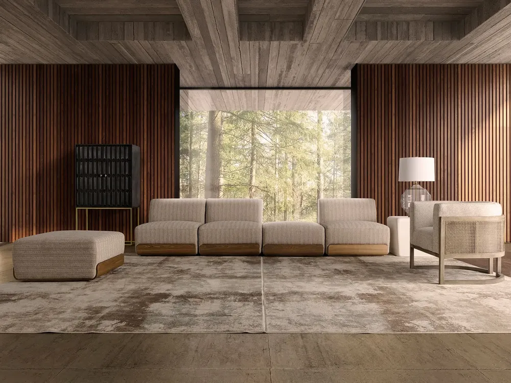 Sofas - Central sofa module in light brown pine wood 90x82x76 cm - VICAL