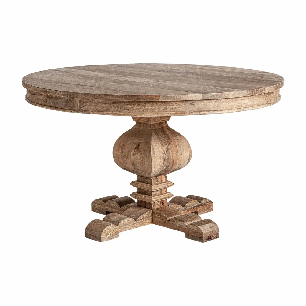 Dining Tables - Brown mango wood living room table 130x130x77 cm - VICAL