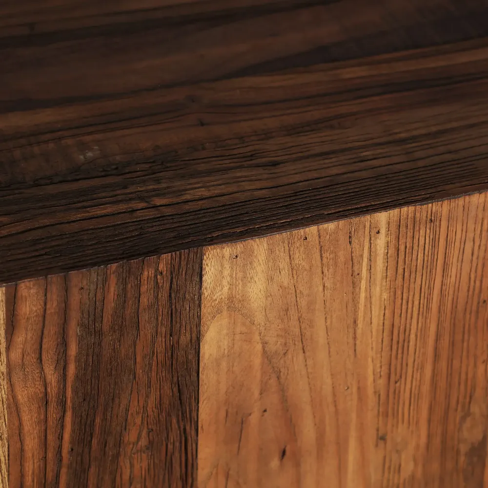 Coffee tables - Brown recycled elm wood coffee table 160x40x36 cm - VICAL