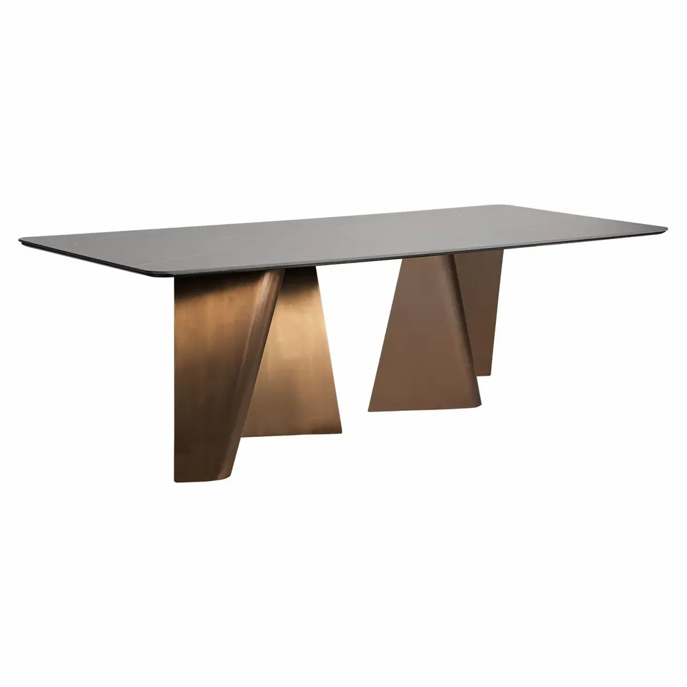 Tables Salle à Manger - Table salon en tuile de porcelaine noir 240x105x76 cm - VICAL