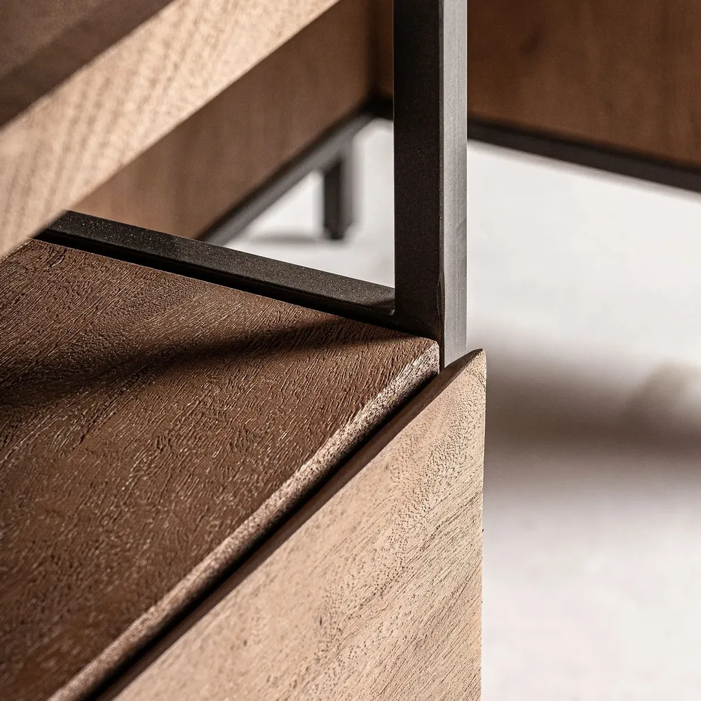 Desks - Light brown mango wood desk 150x60x75 cm - VICAL