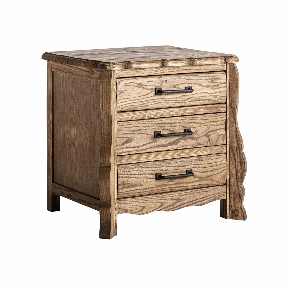 Night tables - Bedside table in brown elm wood 64x47x60 cm - VICAL