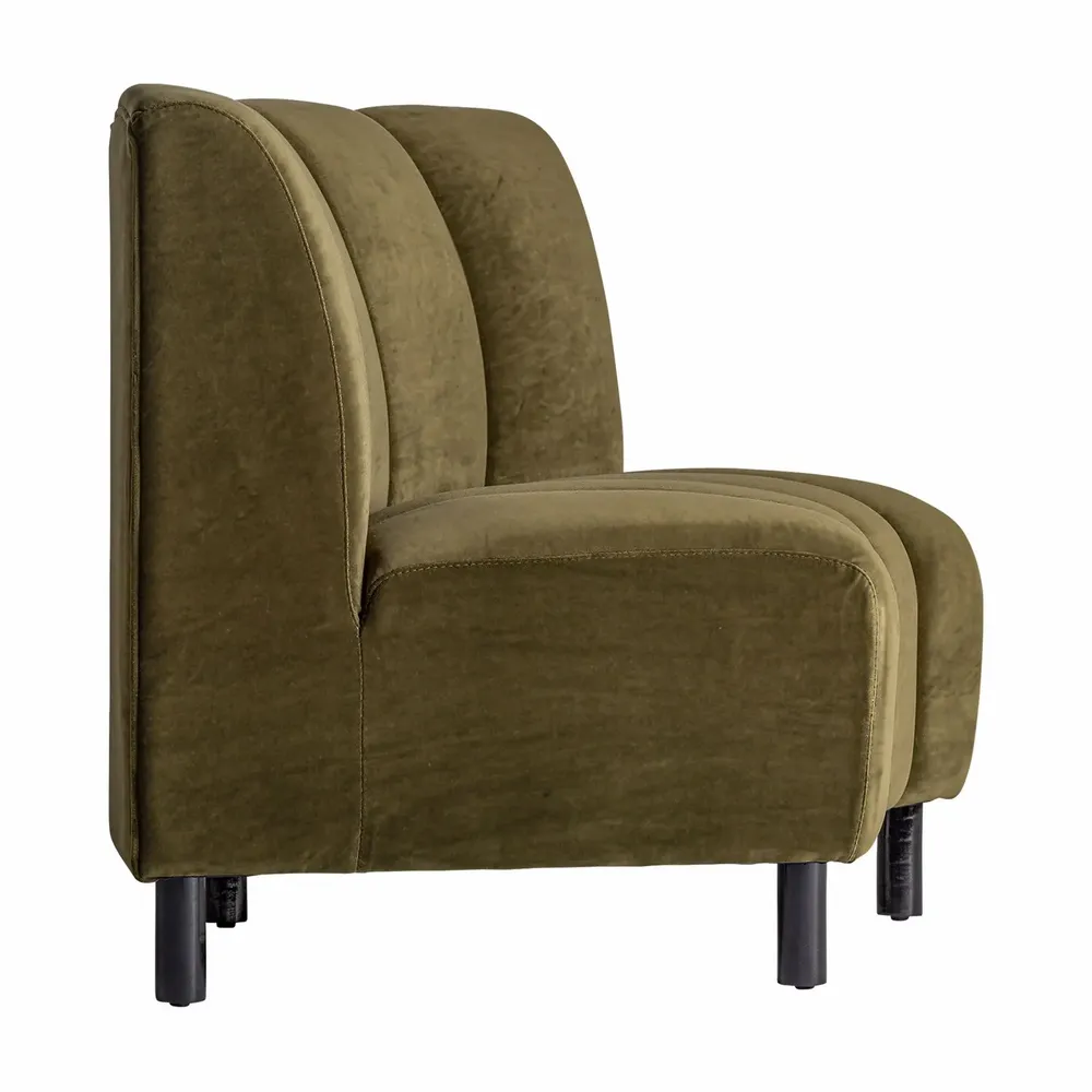 Canapés - Module canapé central en velours vert 175x72x88 cm - VICAL