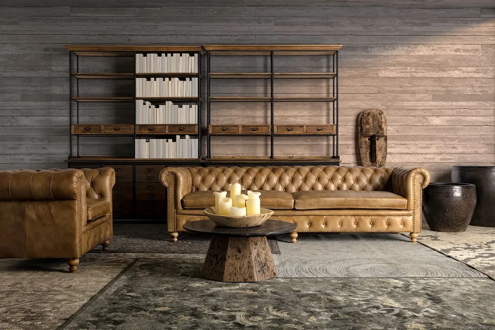 Coffee tables - Brown marble coffee table 80x80x35 cm - VICAL