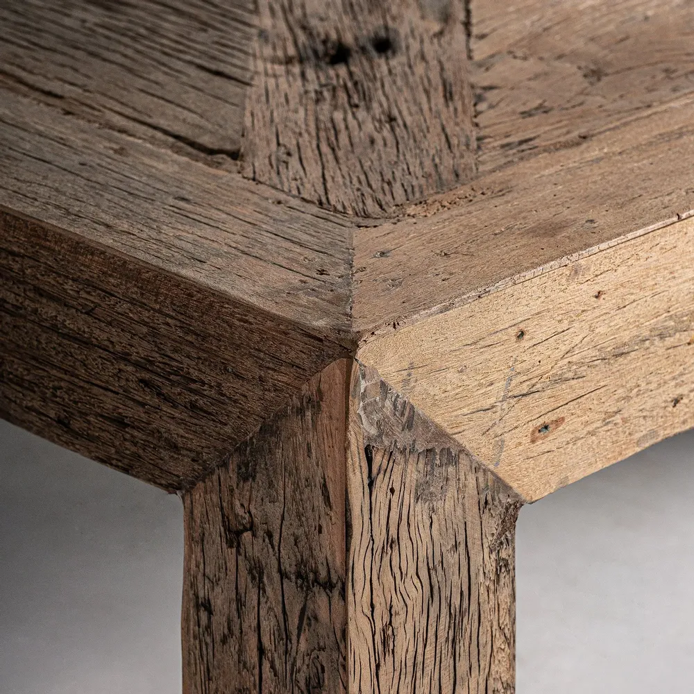 Other tables - Brown reclaimed wood coffee table 55x55x61 cm - VICAL