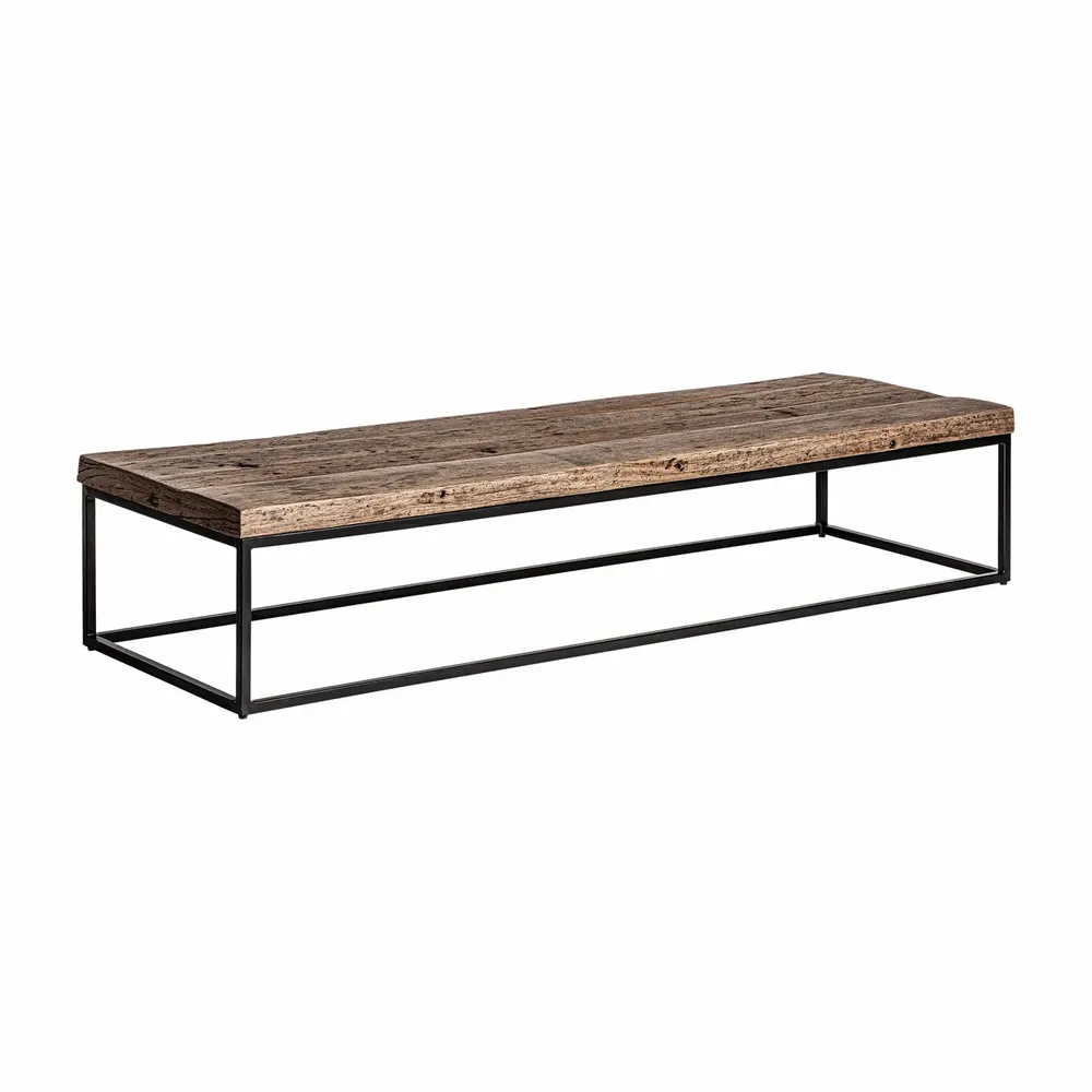 Coffee tables - Black reclaimed wood coffee table 180x60x36 cm - VICAL