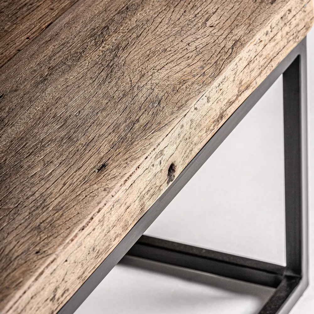 Coffee tables - Black reclaimed wood coffee table 180x60x36 cm - VICAL