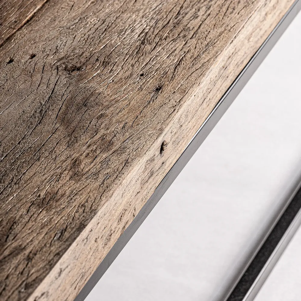 Coffee tables - Black reclaimed wood coffee table 180x60x36 cm - VICAL