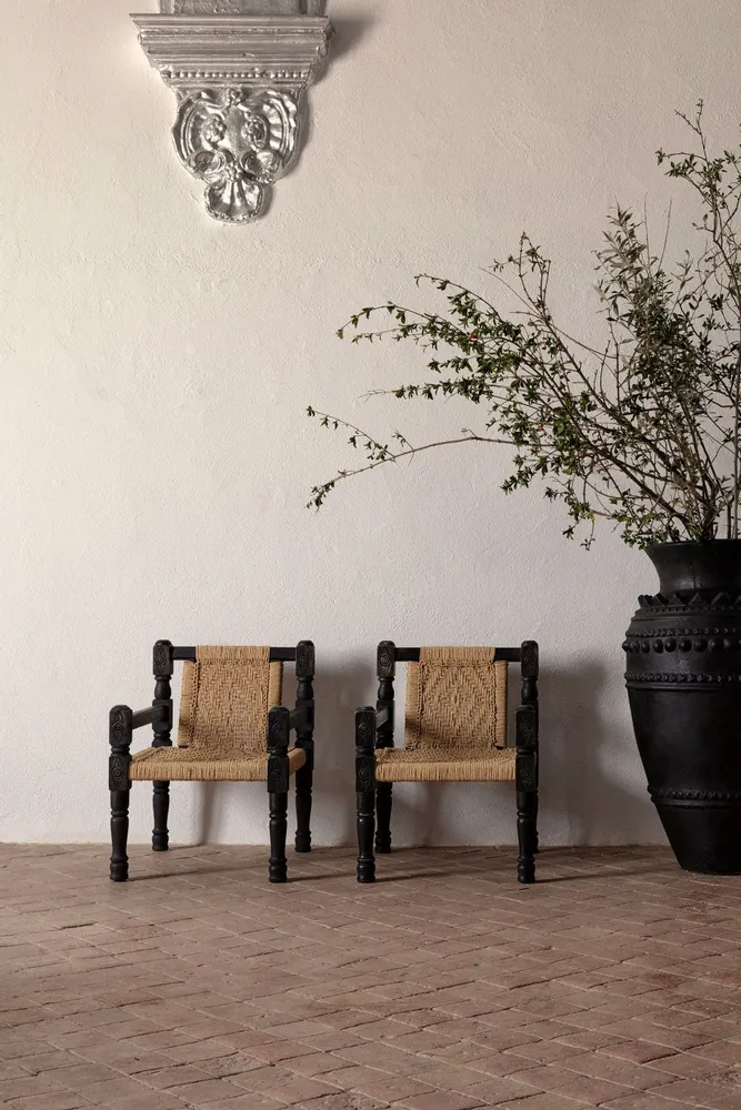 Armchairs - Brown reclaimed wood armchair 58x61x75 cm - VICAL