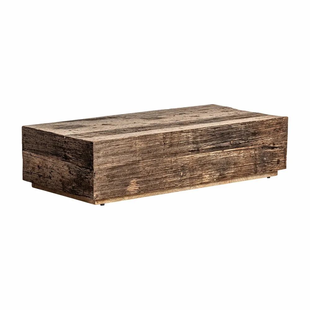 Coffee tables - Brown reclaimed wood coffee table 150x70x37 cm - VICAL