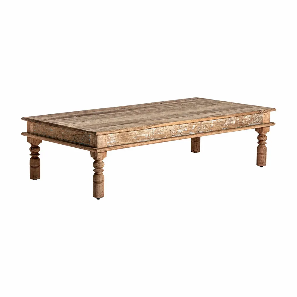Coffee tables - Brown reclaimed wood coffee table 180x90x46 cm - VICAL