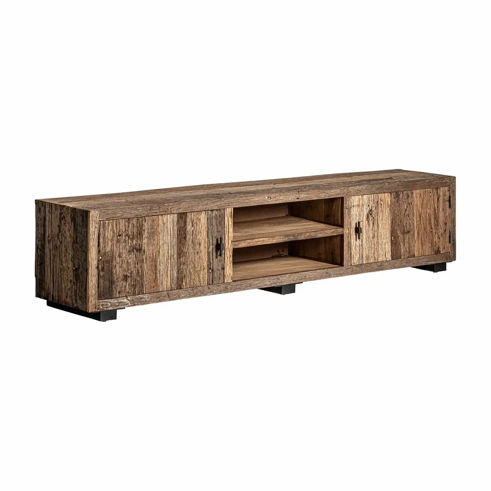 TV stands - Brown reclaimed wood TV cabinet 250x45x50 cm - VICAL