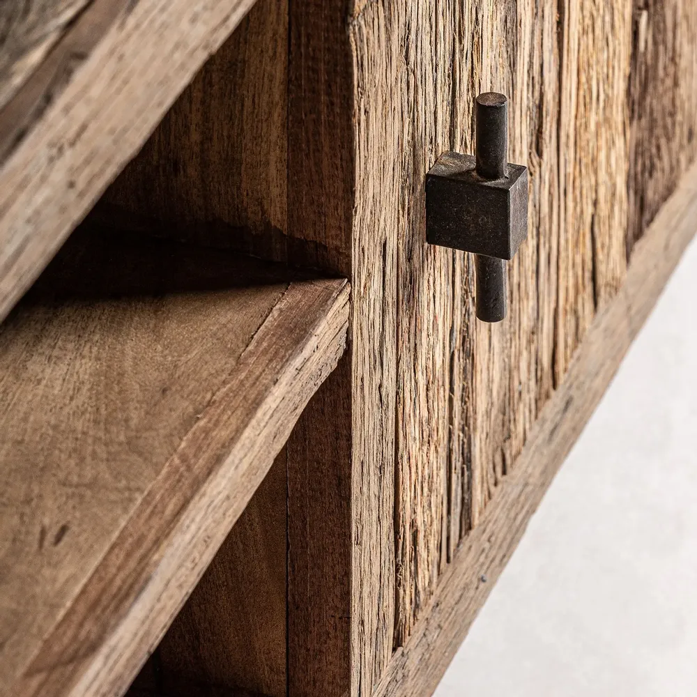 TV stands - Brown reclaimed wood TV cabinet 250x45x50 cm - VICAL