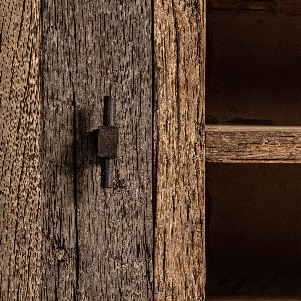 TV stands - Brown reclaimed wood TV cabinet 250x45x50 cm - VICAL