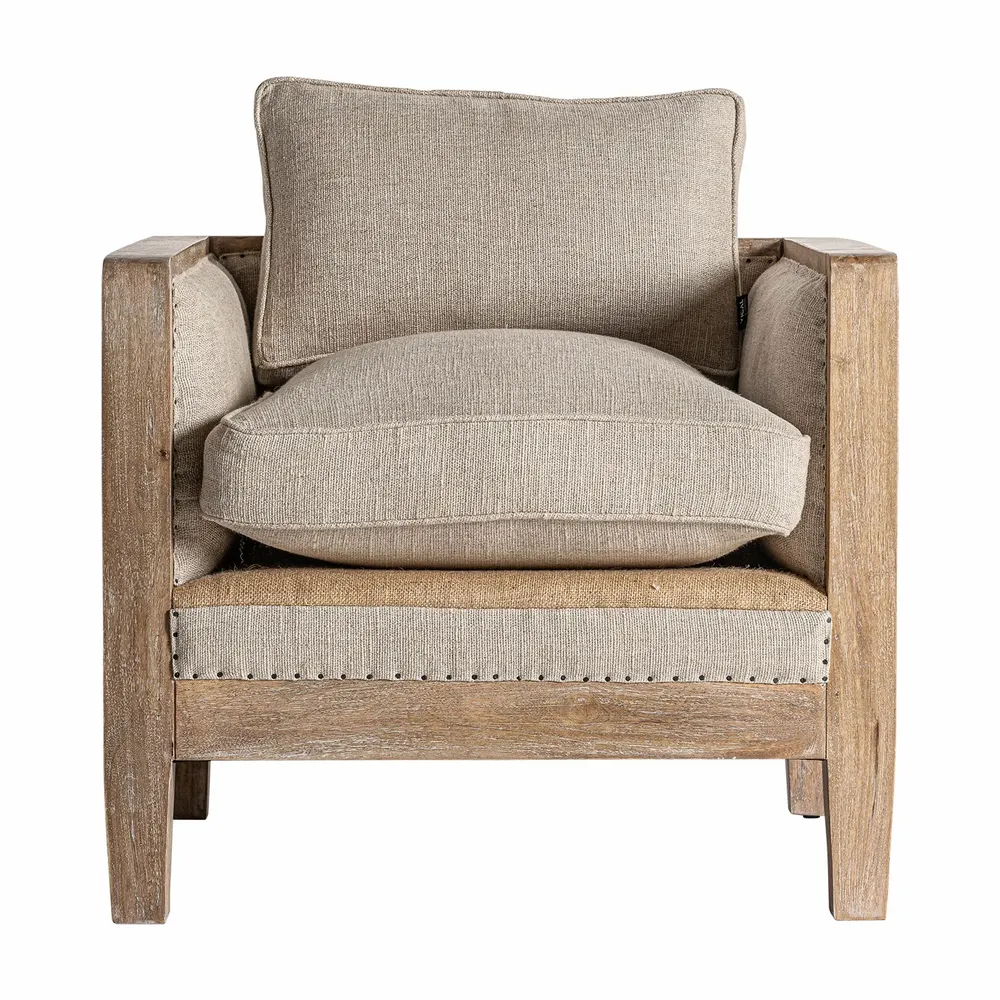 Armchairs - Brown birch wood armchair 80x74x87 cm - VICAL