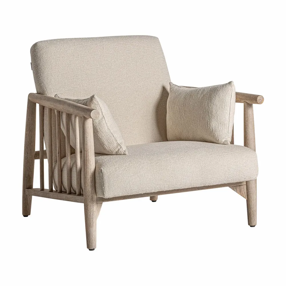 Armchairs - Armchair in off-white birch wood 84x90x84 cm - VICAL