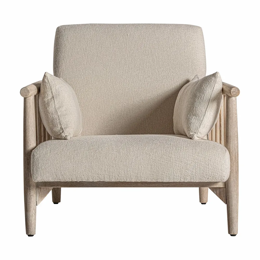 Armchairs - Armchair in off-white birch wood 84x90x84 cm - VICAL