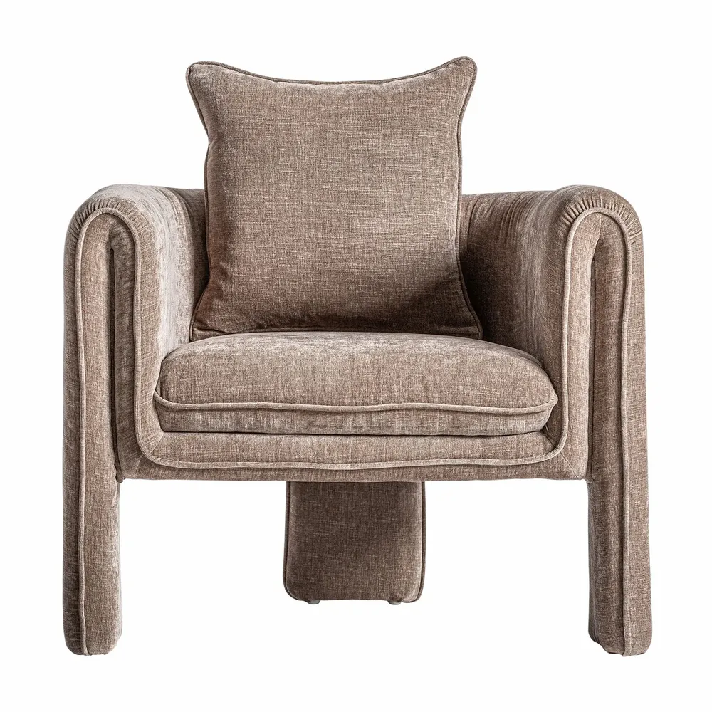 Armchairs - Armchair in taupe pine wood 81x76x80 cm - VICAL