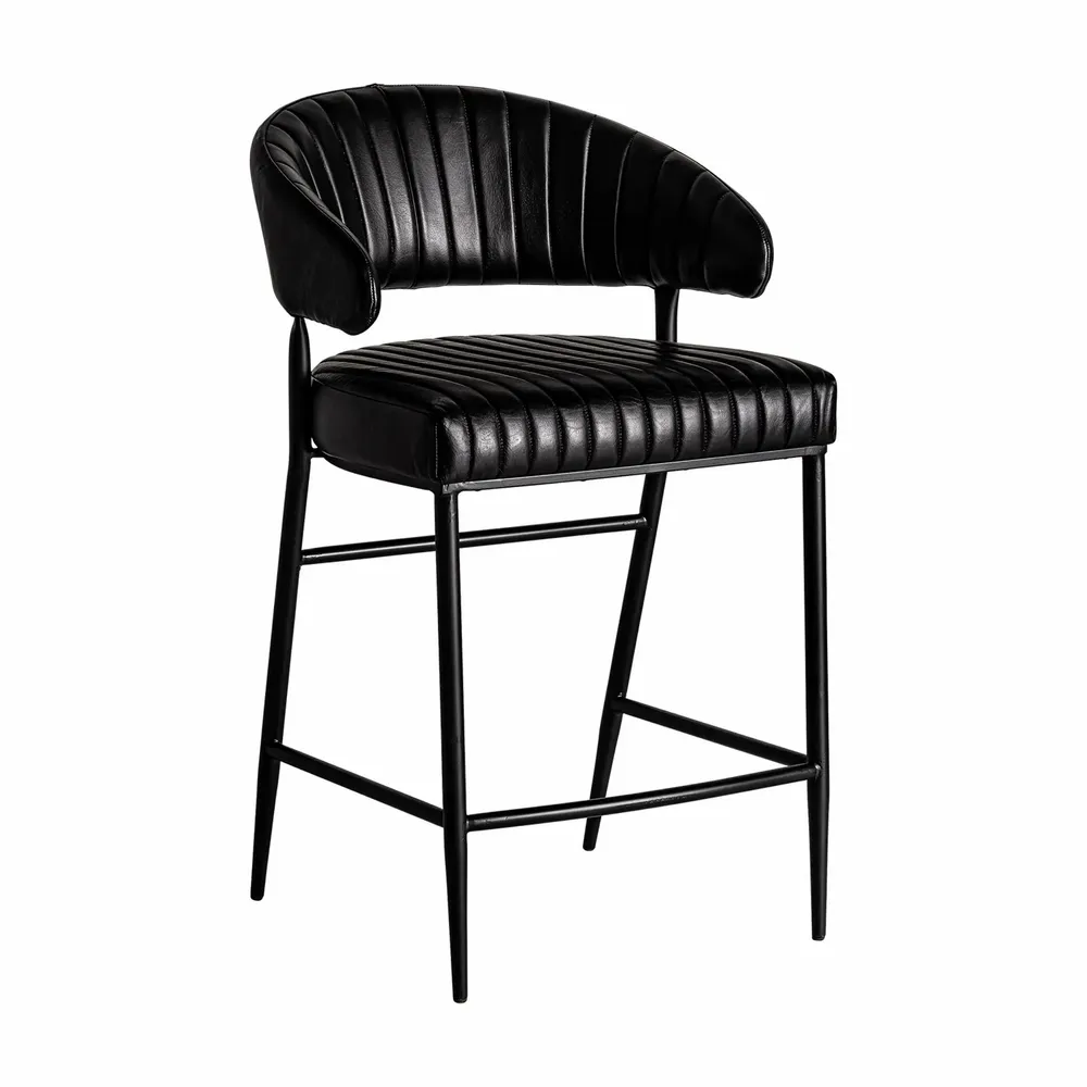 Tabourets - Tabouret en peau noir 55x59x93 cm - VICAL