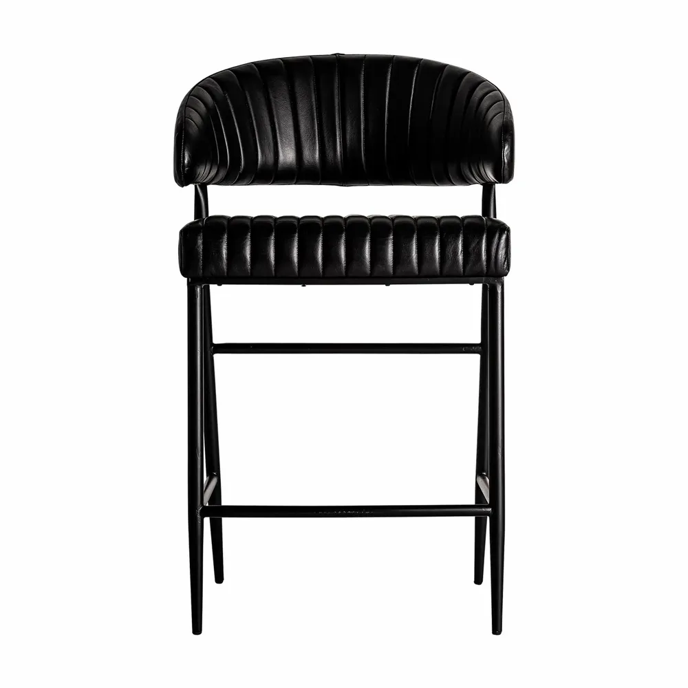 Tabourets - Tabouret en peau noir 55x59x93 cm - VICAL