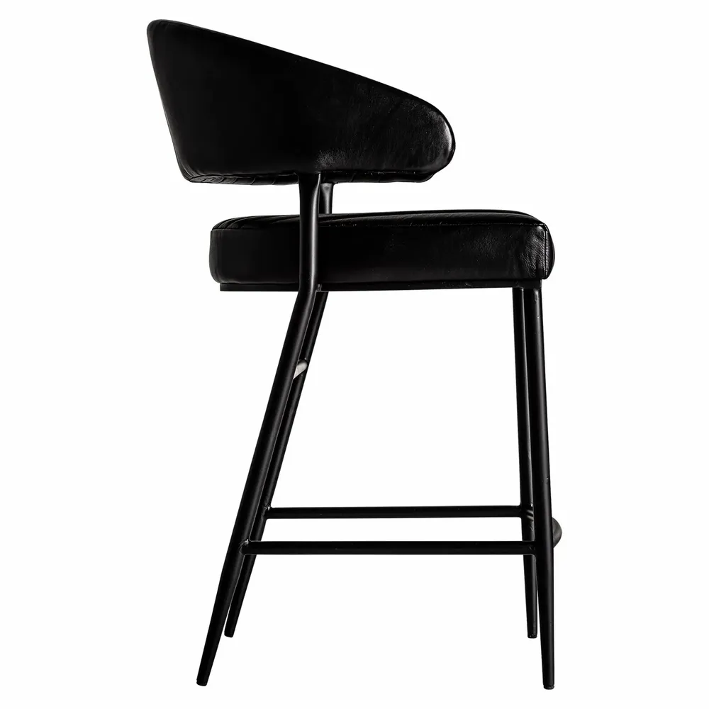 Tabourets - Tabouret en peau noir 55x59x93 cm - VICAL